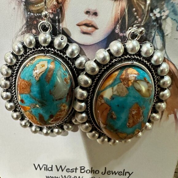 Stunning Oval Gemstone Wire Earrings for Every Occasion, Boho Southwestern, Shi - Picture 6 of 7